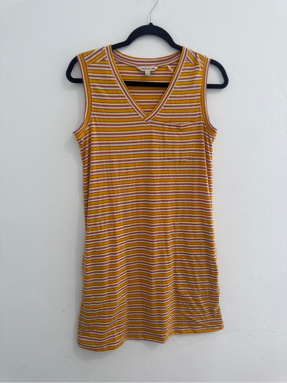 Toad&Co Striped V-Neck Tank in Yellow & Pink
